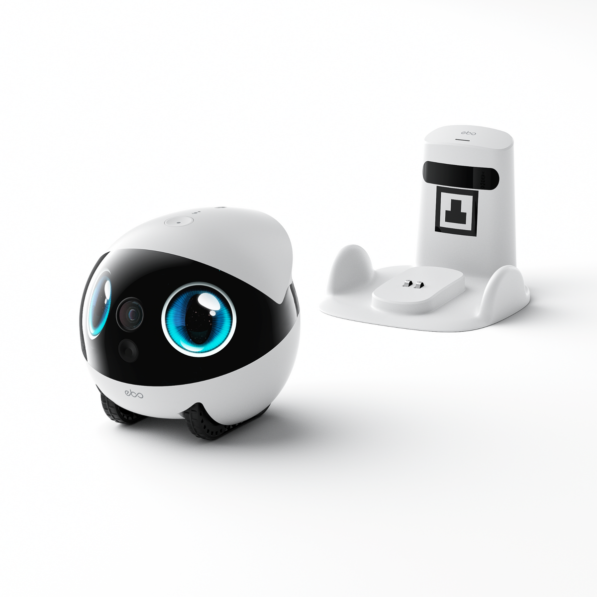 Enabot EBO Air 2S robot with its charging dock